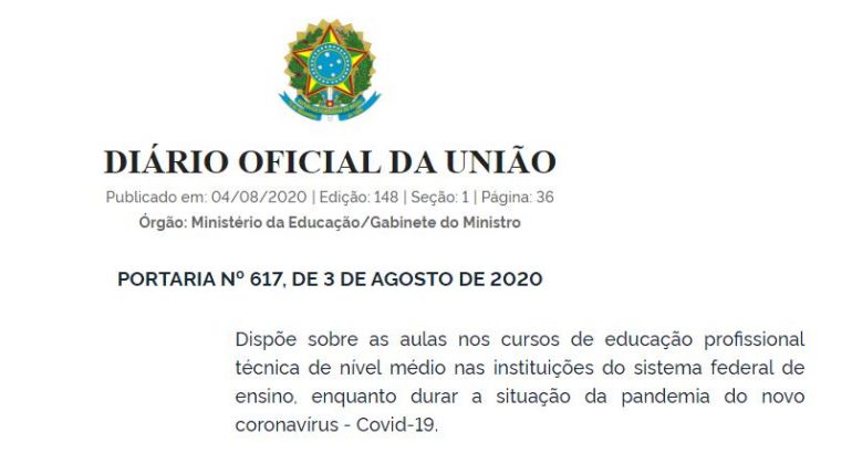 G1: MEC autoriza aulas à distância até final do ano em instituições federais do ensino médio técnico