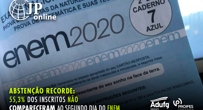 (JP Online): Segundo dia de provas do Enem registra abstenção de 55,3%
