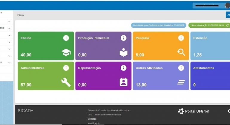 UFG reabre Sicad para atualização de dados de 2022