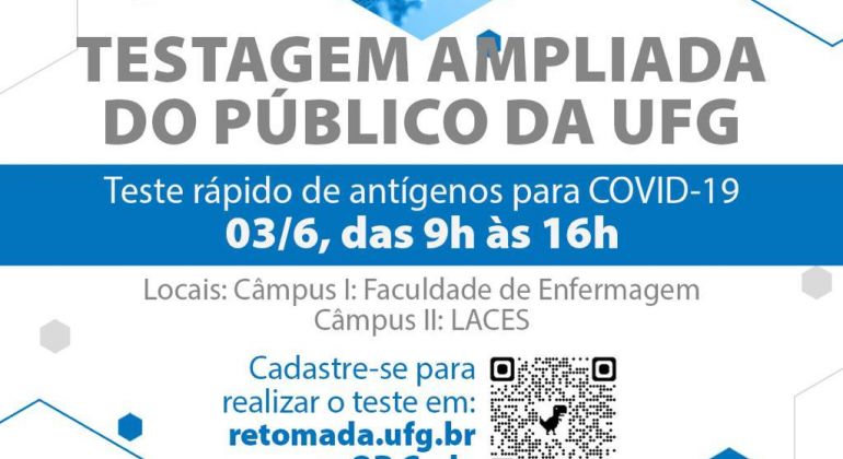 UFG realiza testagem contra Covid-19 voltada à comunidade acadêmica nesta sexta-feira (3/6)